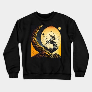 Dirt bike stunt w/moon orange and black Crewneck Sweatshirt